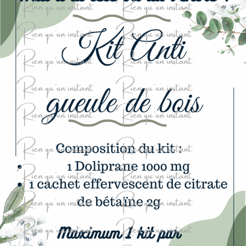 affiche kit anti gueule de bois thème beige et vert (copie)