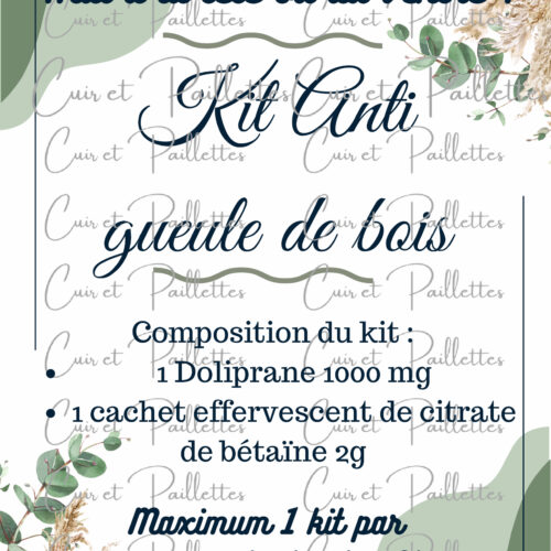 affiche kit anti gueule de bois thème beige et vert (copie)