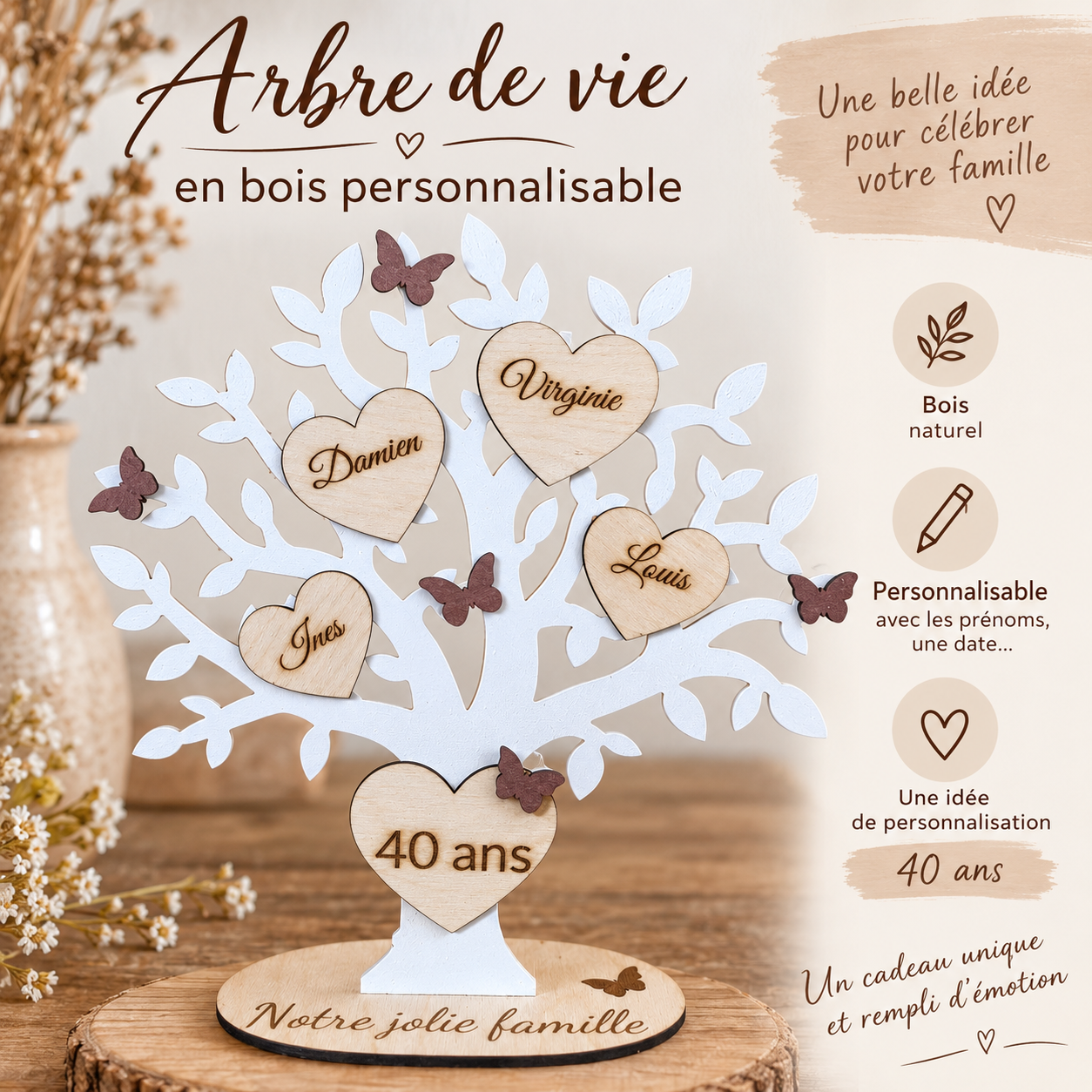 Arbre de vie personnalisable2 Arbre de vie en bois, cadeau personnalisé
