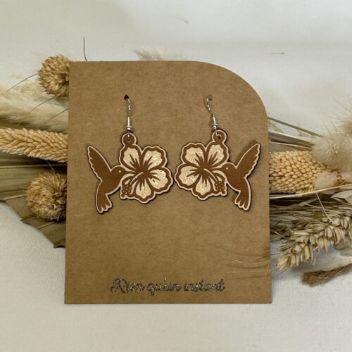 boucles d'oreilles en cuir gravé