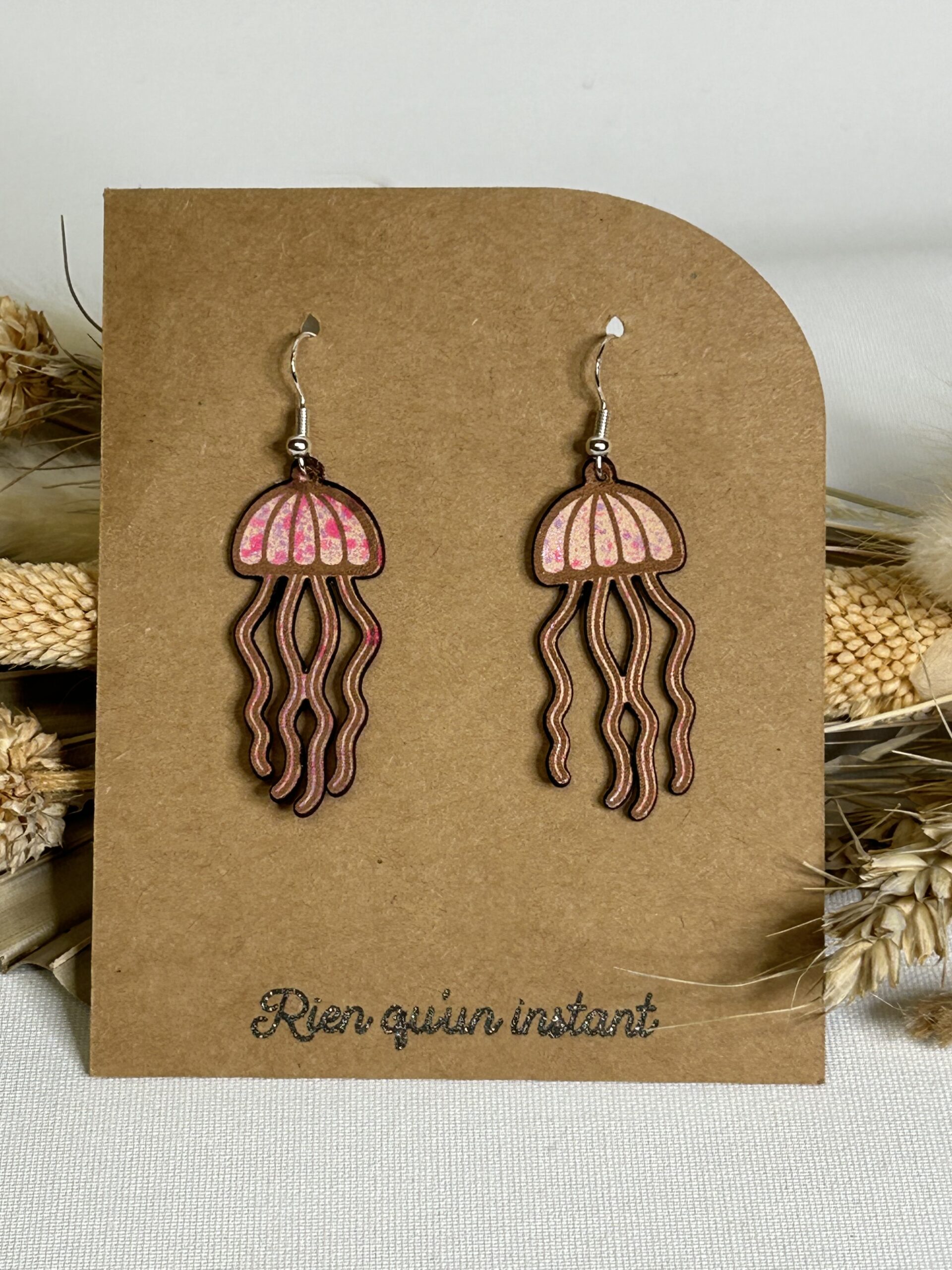 boucles d'oreilles en cuir lotus