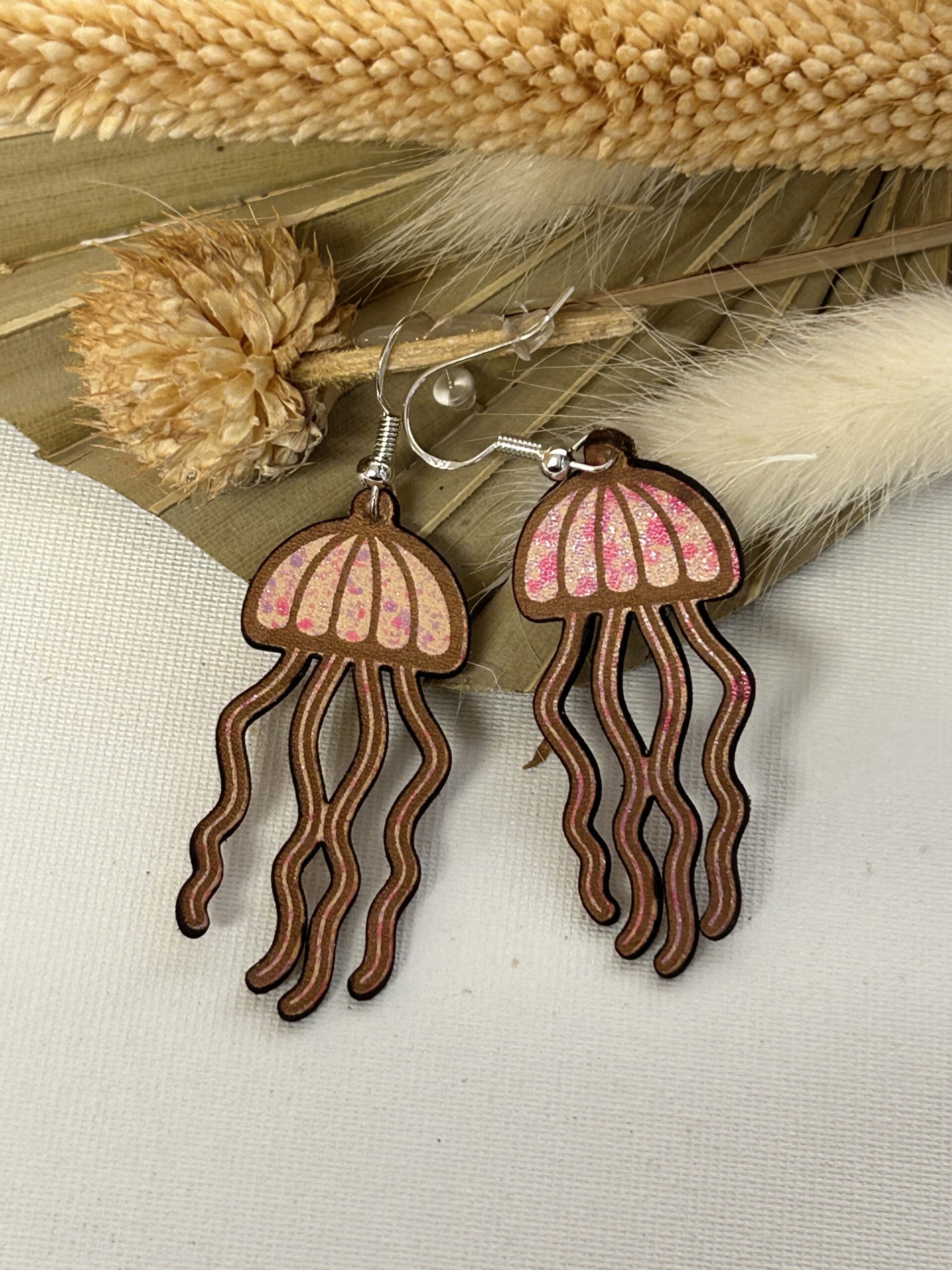 boucles d'oreilles en cuir lotus