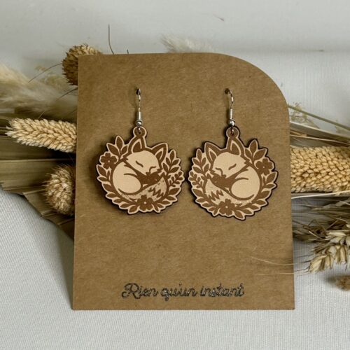 boucles d'oreilles en cuir renard