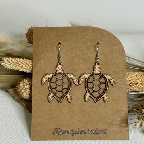 boucles d'oreilles en cuir gravure