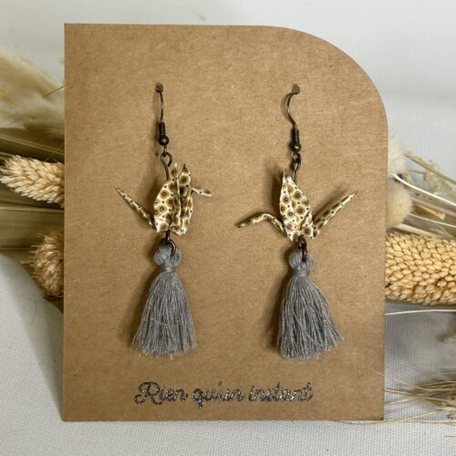 boucles d'oreilles origami rose et jaune (copie)