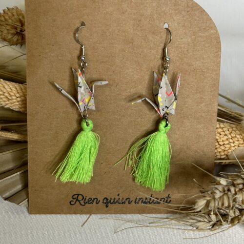 boucles d'oreilles grue en origami motifs plumes (copie)