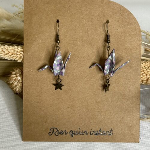 boucles d'oreilles grue en origami motifs plumes (copie)
