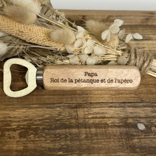 Décapsuleur "Papa, roi de la pétanque et de l’apéro"