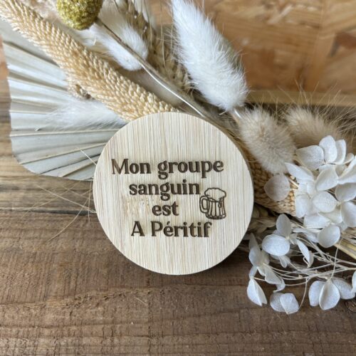 Décapsuleur magnétique "Mon groupe sanguin est A péritif"