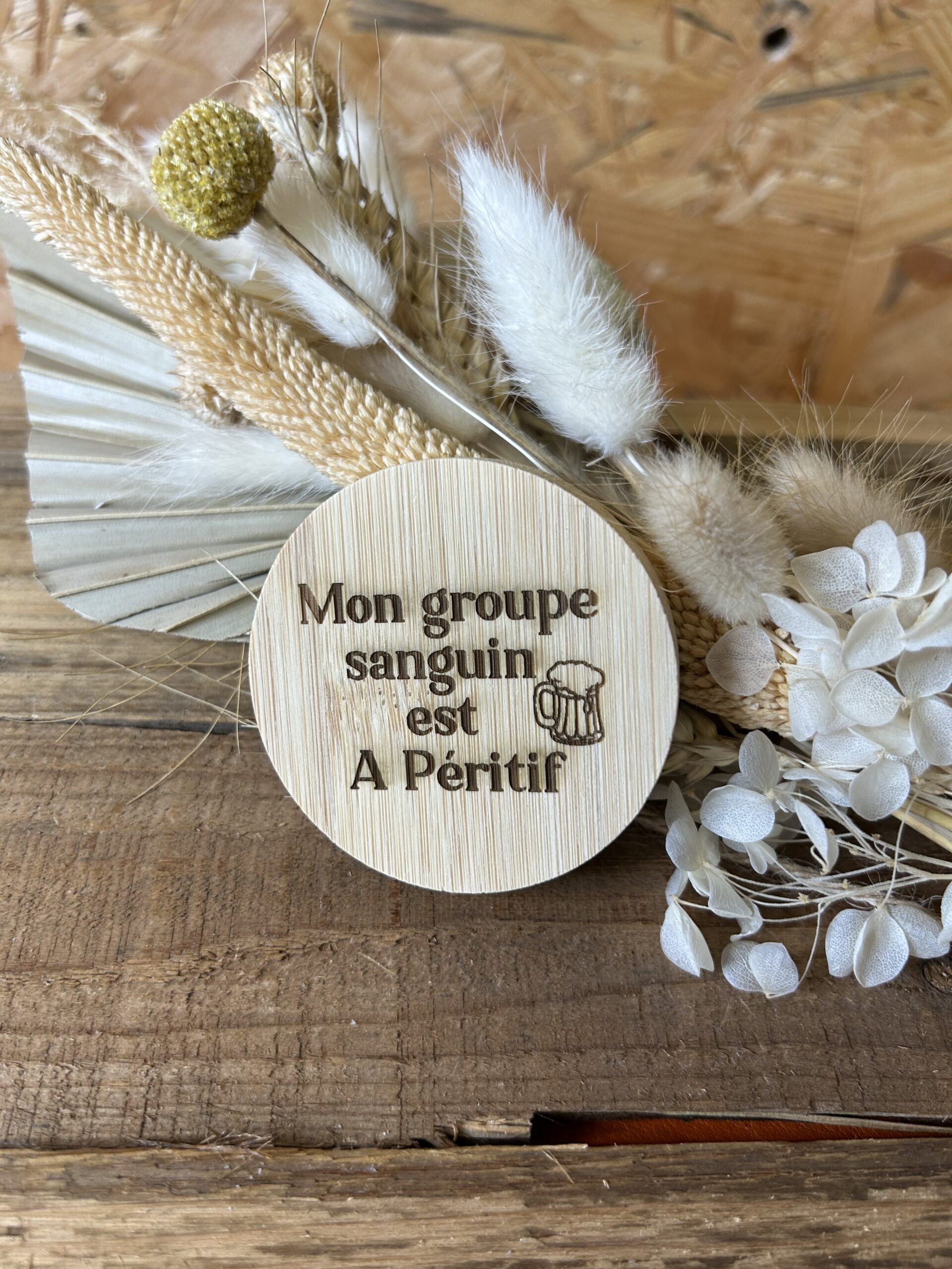 Décapsuleur magnétique "Mon groupe sanguin est A péritif"