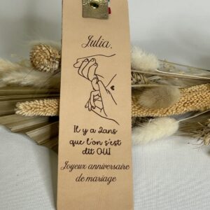 Marque-page en cuir personnalisé pour anniversaire de mariage