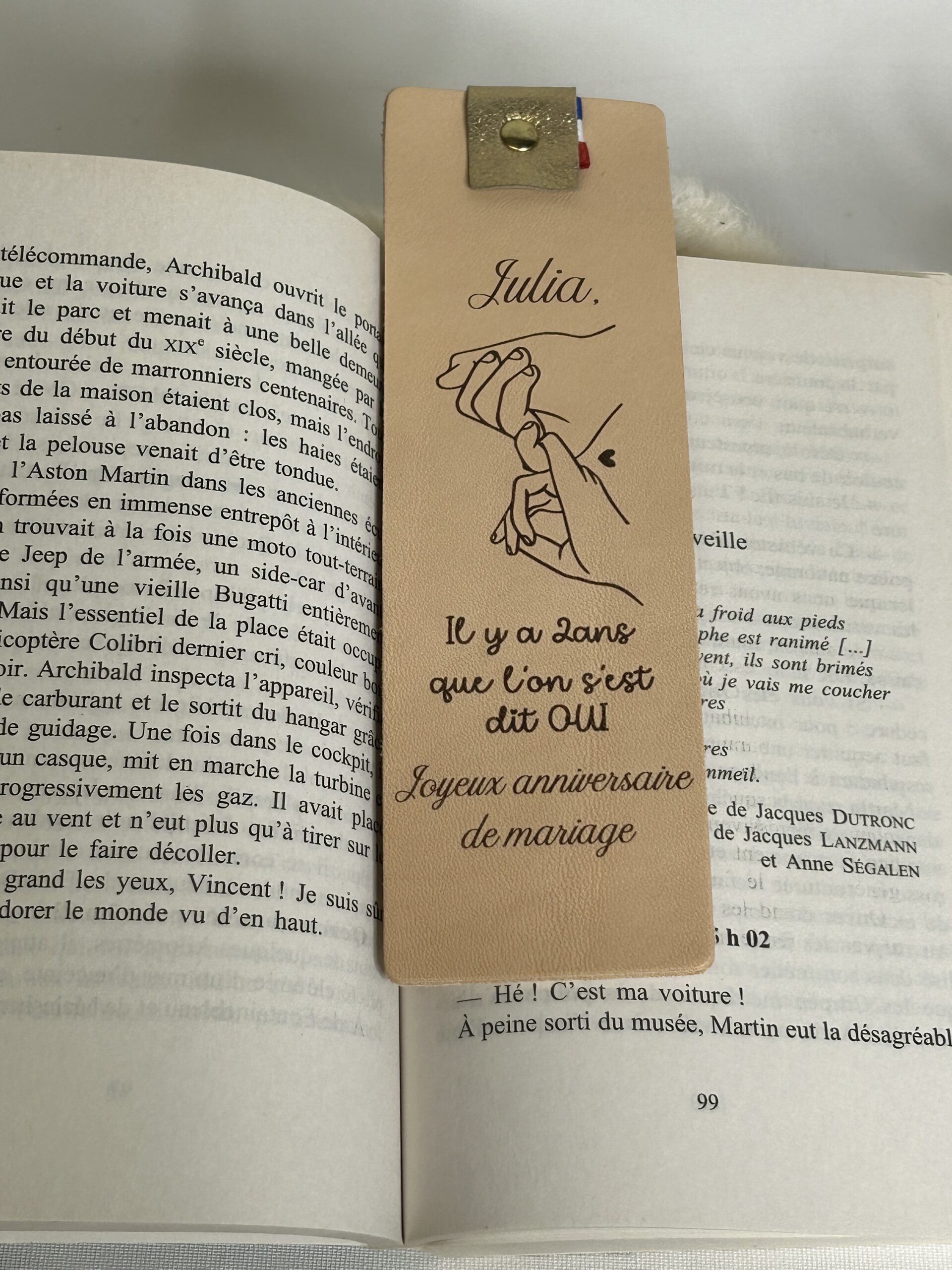 Marque-page en cuir personnalisé pour anniversaire de mariage – Image 2