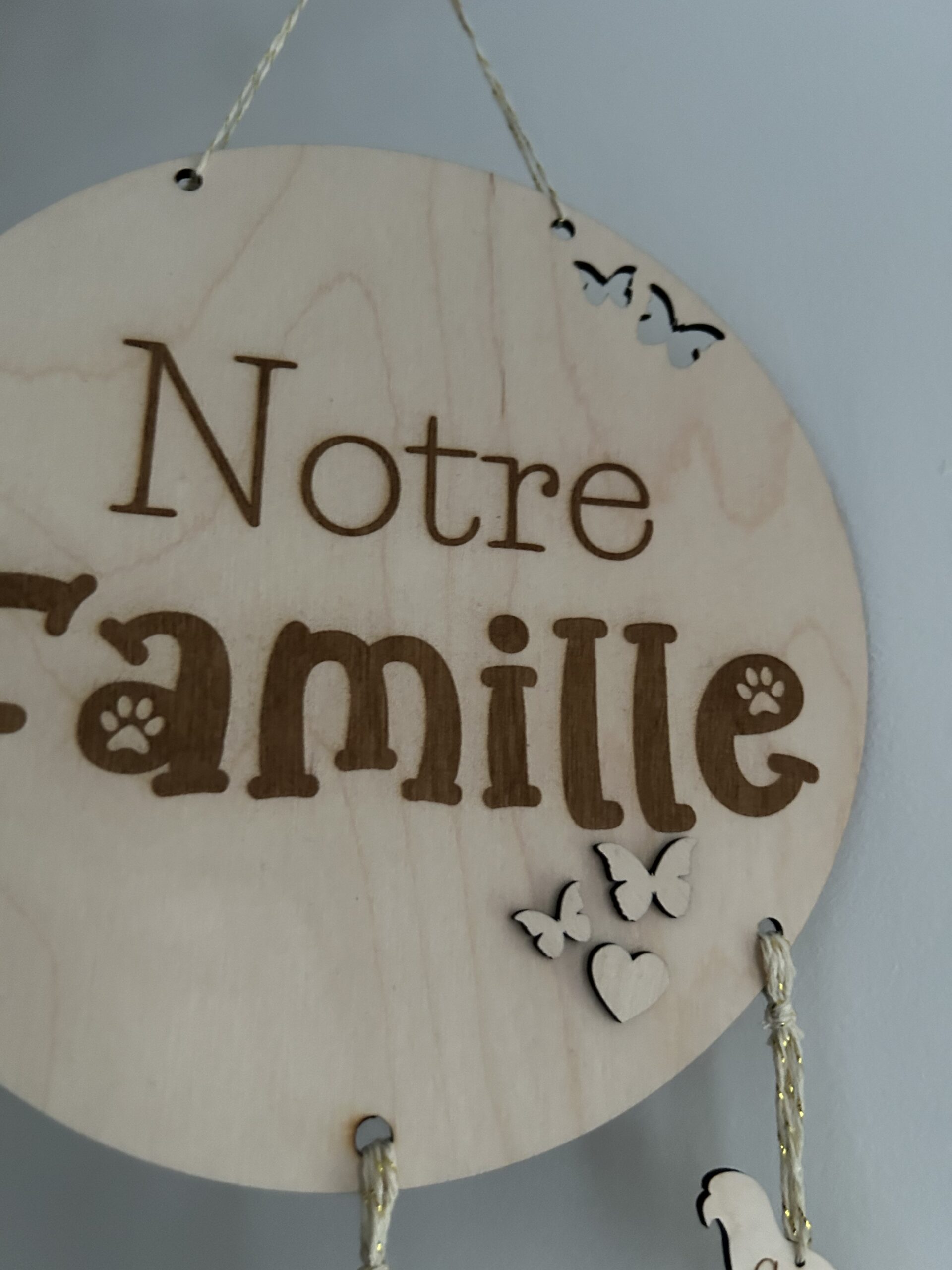 Plaque décorative personnalisée “Notre Famille” avec animaux – Image 3