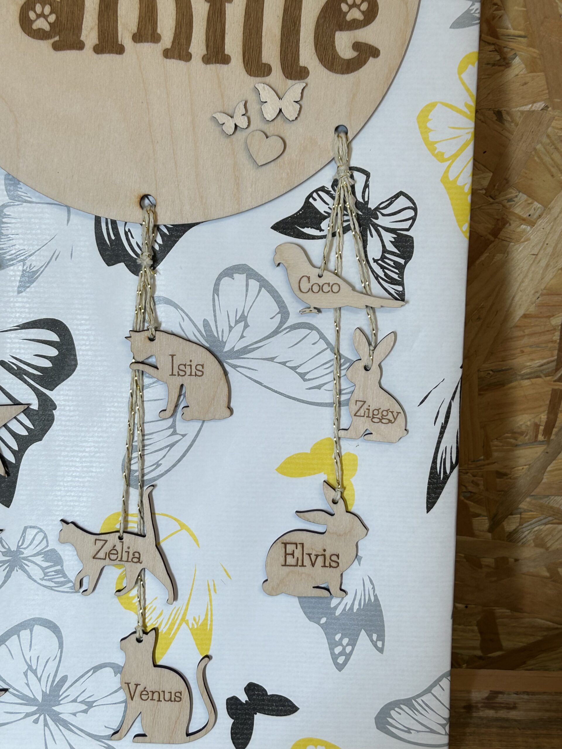 Plaque décorative personnalisée “Notre Famille” avec animaux – Image 5