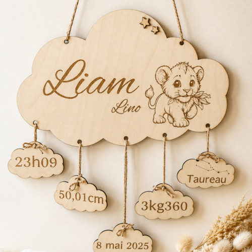 Cadeau de naissance personnalisée en bois – Souvenir unique pour bébé