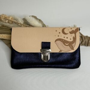 Pochette à papiers en cuir gravure baleine