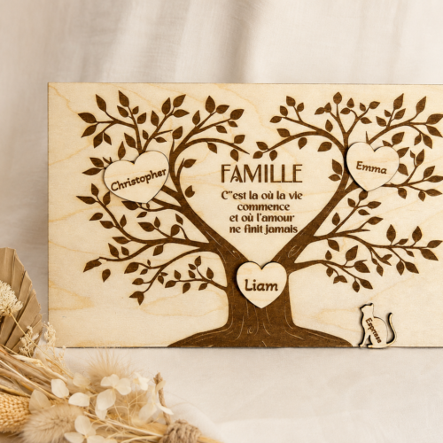 Tableau en bois Arbre de famille personnalisé en bois gravé