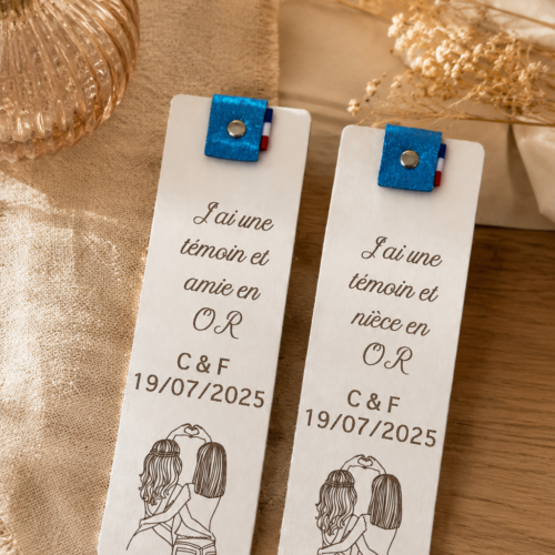 Marque-page en cuir personnalisé cadeau Témoins