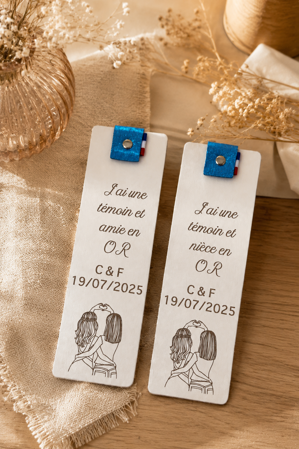 Marque page cadeau invité1 Marque-page en cuir personnalisé cadeau Témoins