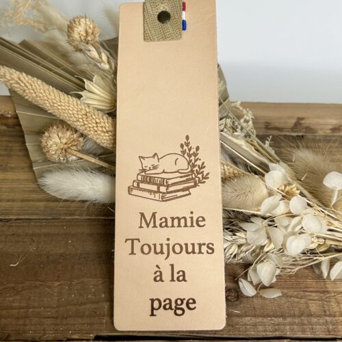 Marque-page en cuir pour mamie- cadeau personnalisé mamie