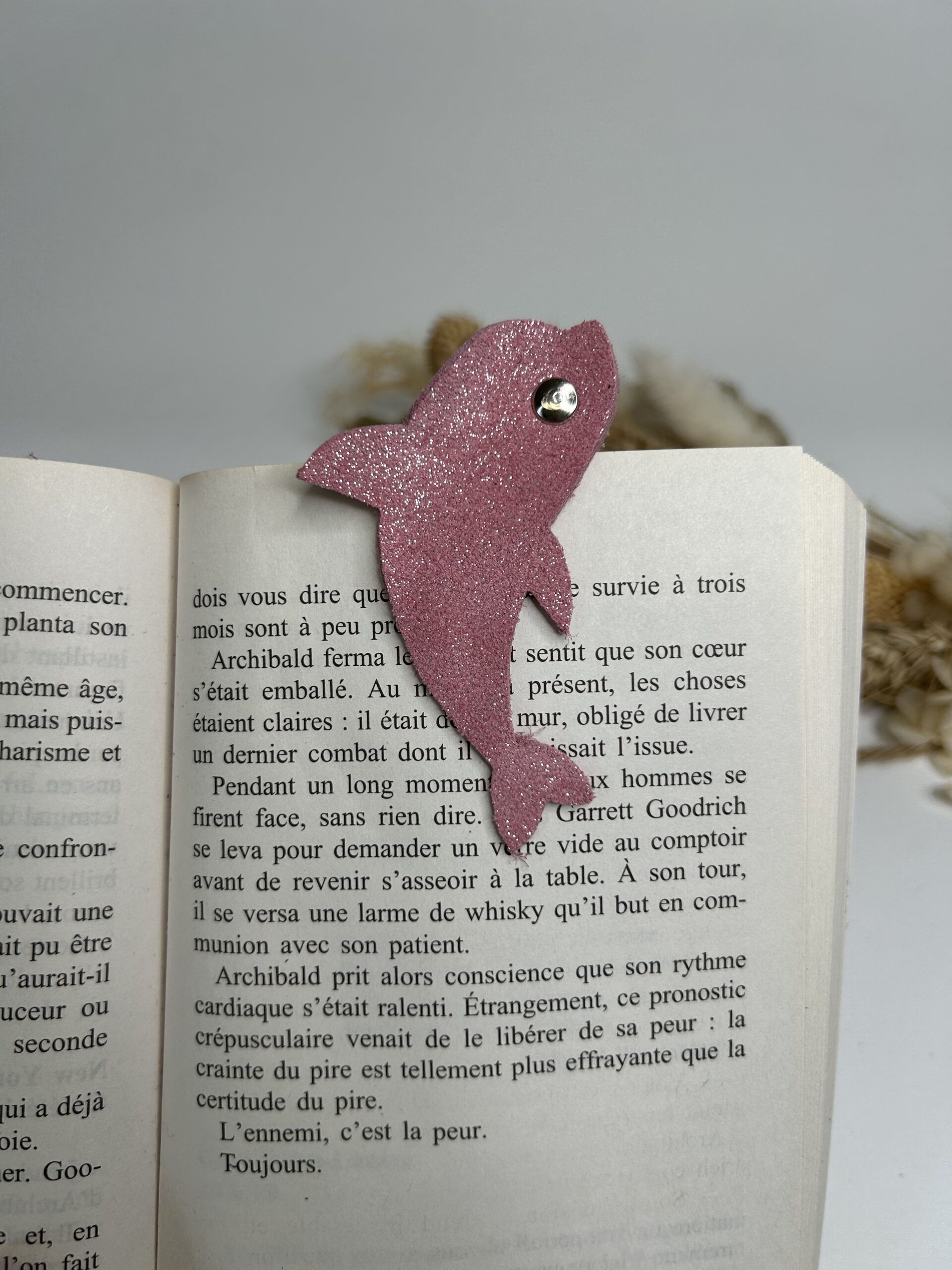 Marque-page magnétique en cuir Dauphin – Image 5