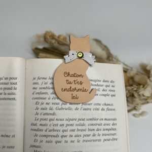 Marque-page magnétique chat en cuir "Chaton"
