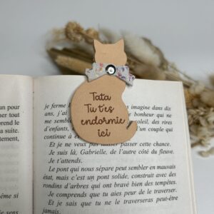 Marque-page magnétique chat en cuir "Tata"