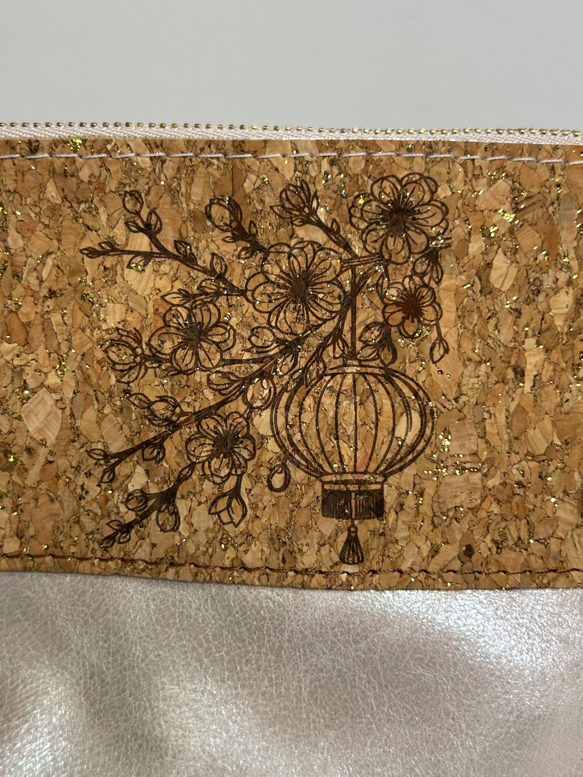 Trousse à maquillage en cuir et liège lanterne japonaise – Image 6