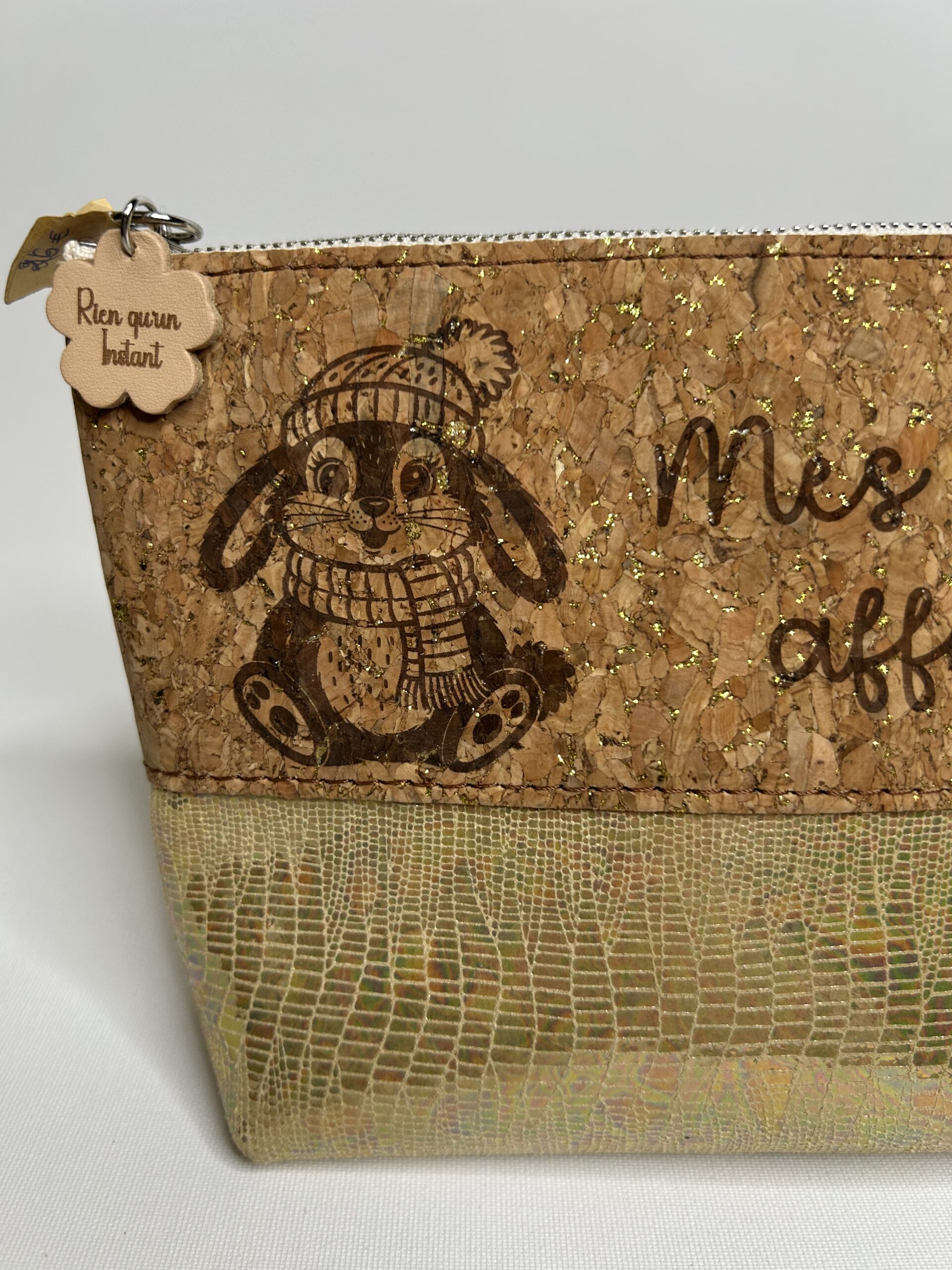 Trousse à maquillage en cuir et liège "Mes petites affaires" – Image 2