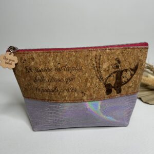 Trousse à maquillage en cuir et liège Panda endormi