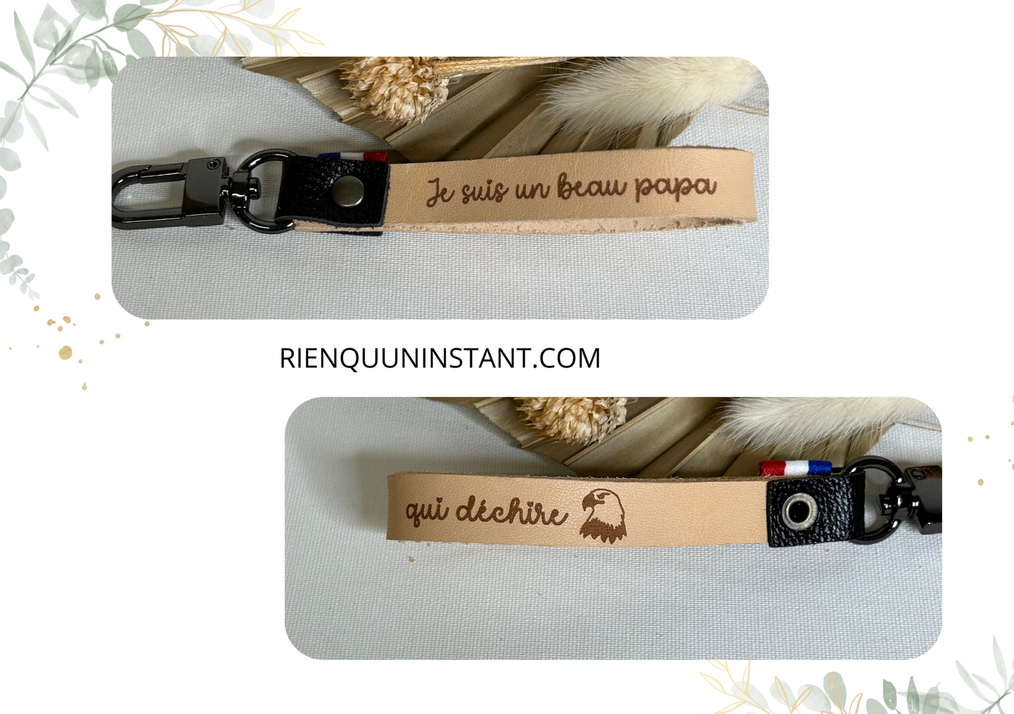 Porte-clé bande en cuir personnalisé