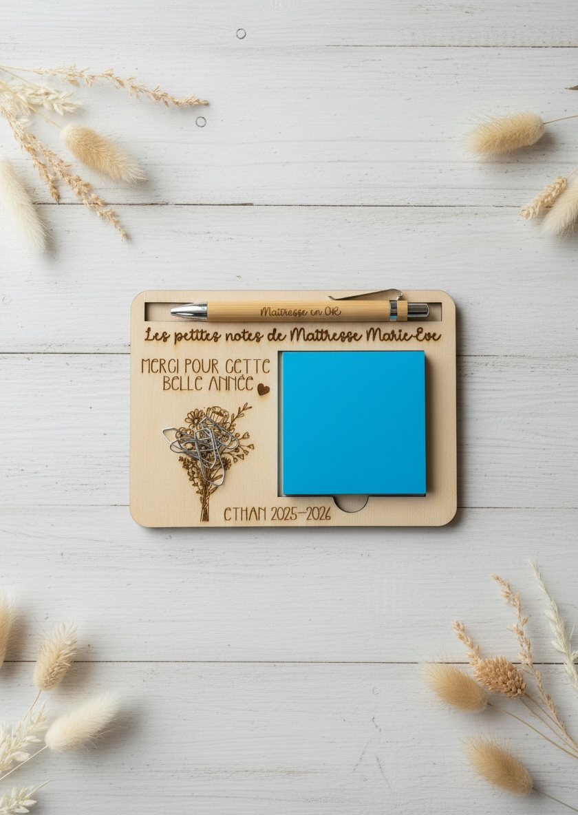 Cadeau personnalisé pour maîtresse avec stylo et post it – Image 3