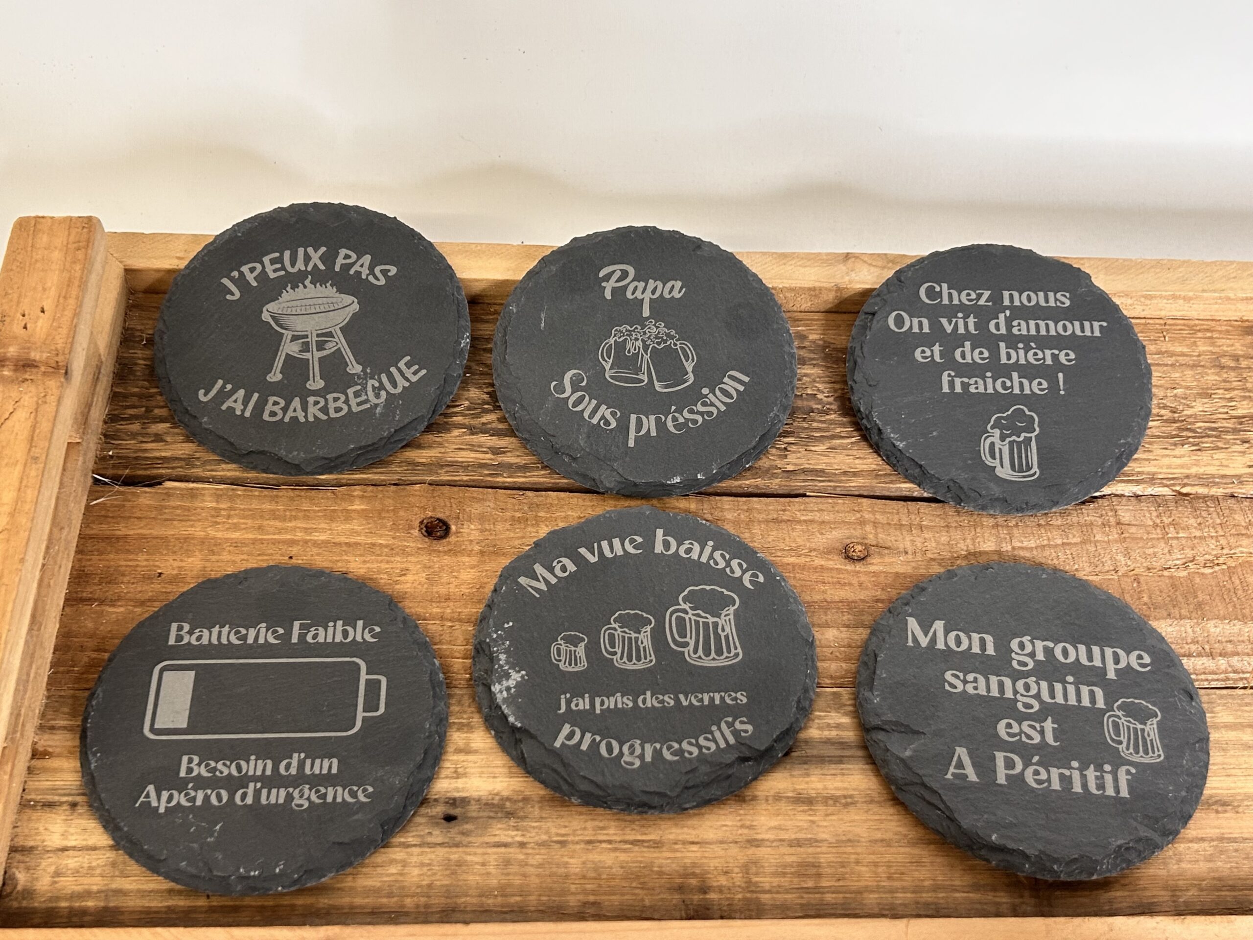 Dessous de verre en ardoise personnalisé – Message humoristique – Image 12