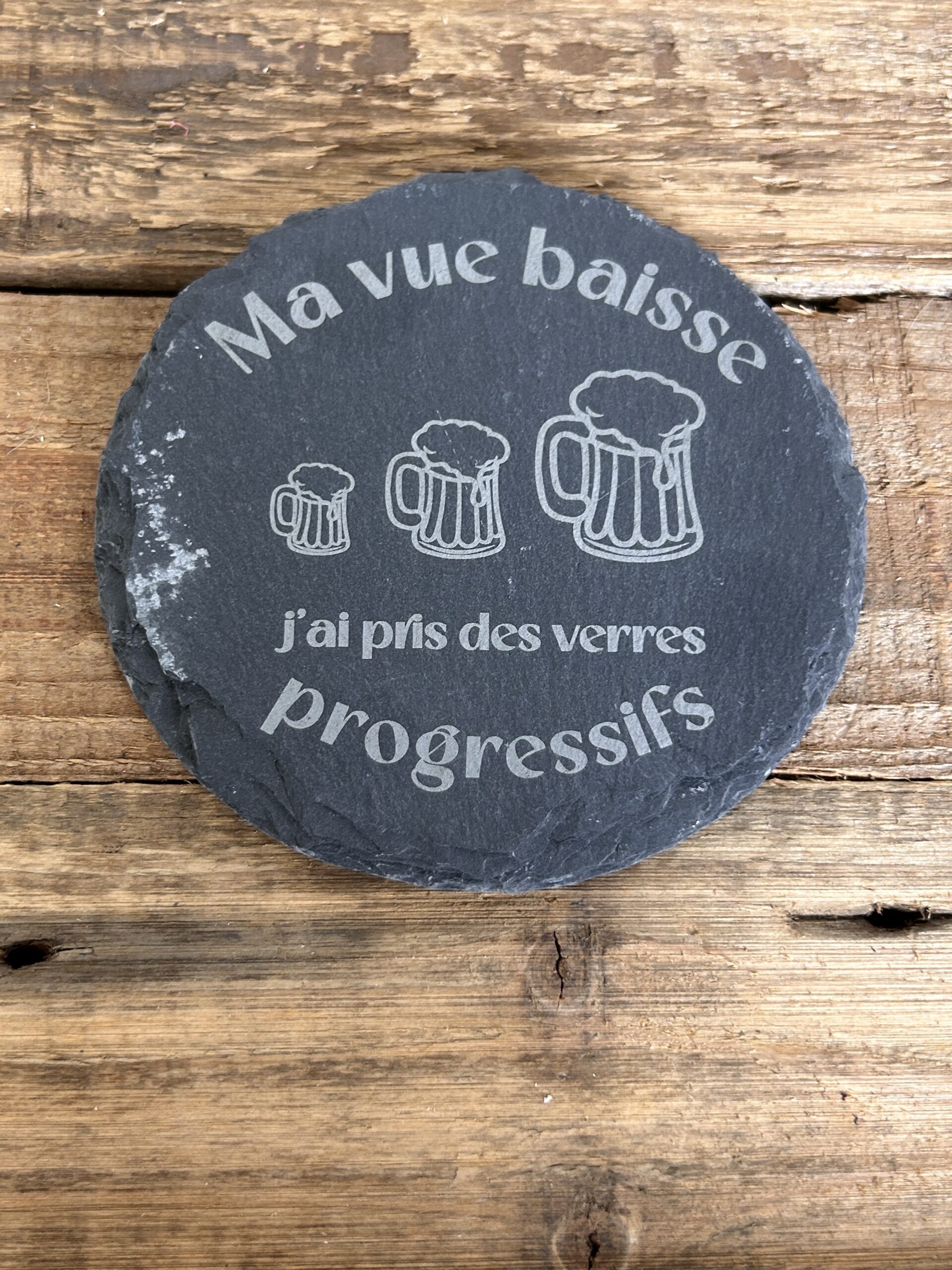 Dessous de verre en ardoise personnalisé – Message humoristique – Image 7