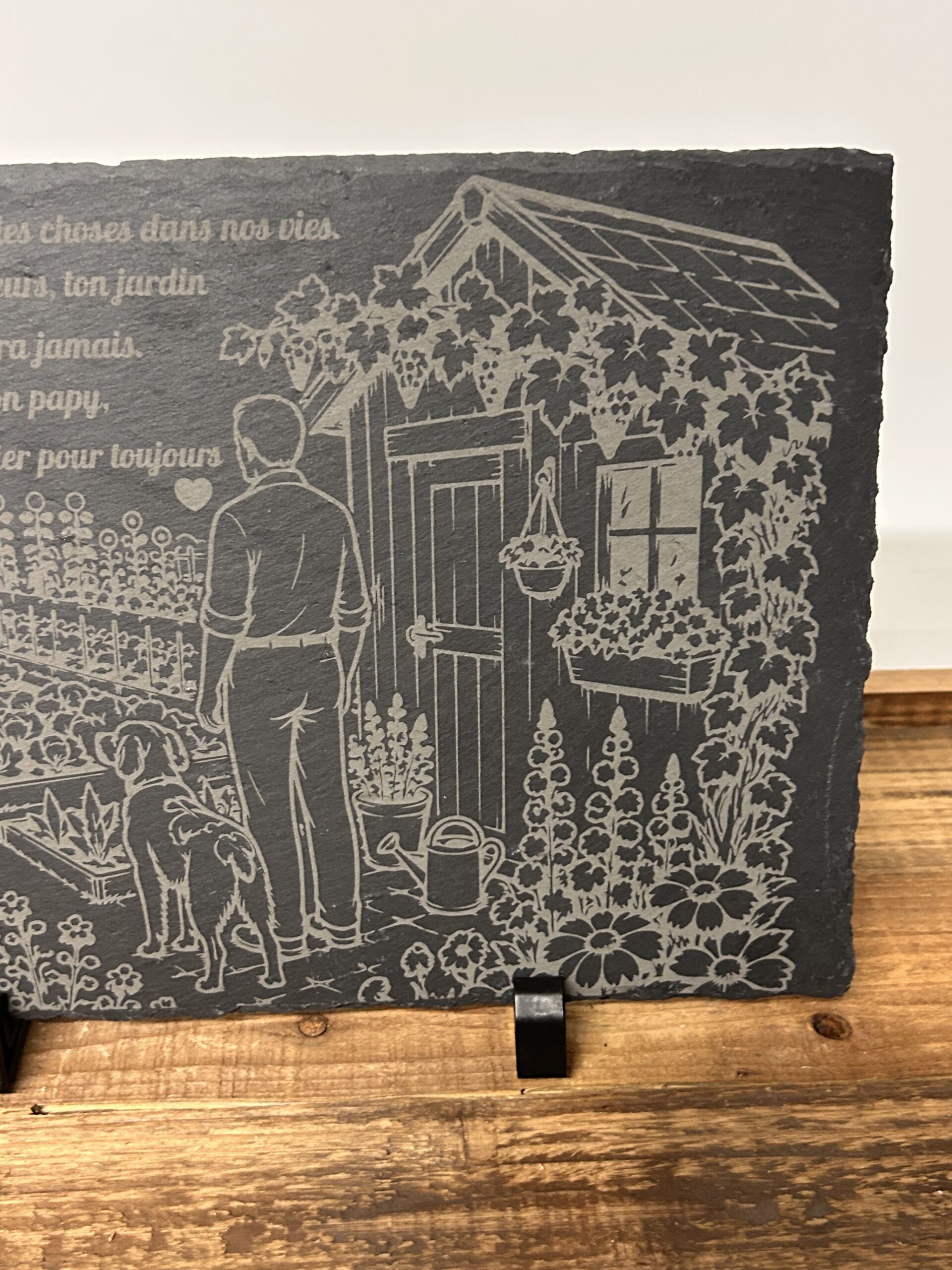 plaque funéraire en ardoise papy5 Plaque funéraire en ardoise personnalisée 20 × 30 cm avec création graphique sur mesure